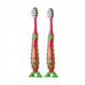FLOSSBRUSH CEPILLO NIÑO 3-6 AÑOS PACK 2 UDS COLOR ROJO Y VERDE