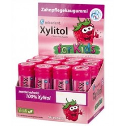 Chicles Xylitol Miradent para niños sabor Fresa Caja 12 botes