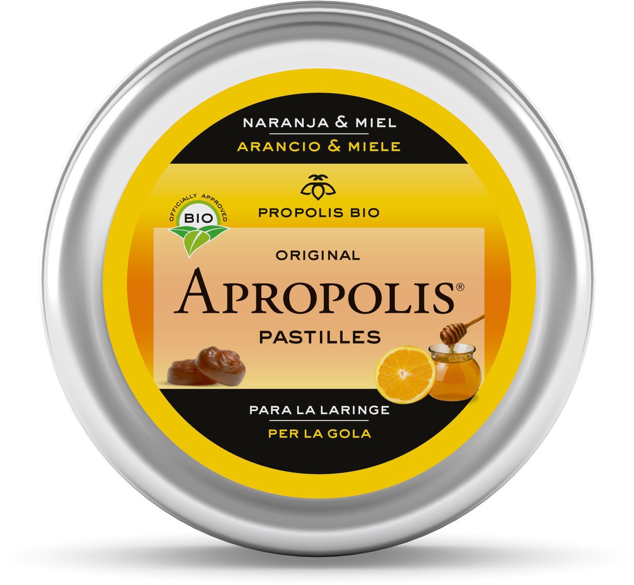 Pastillas Miel y Naranja propoleo BIO lata 40g