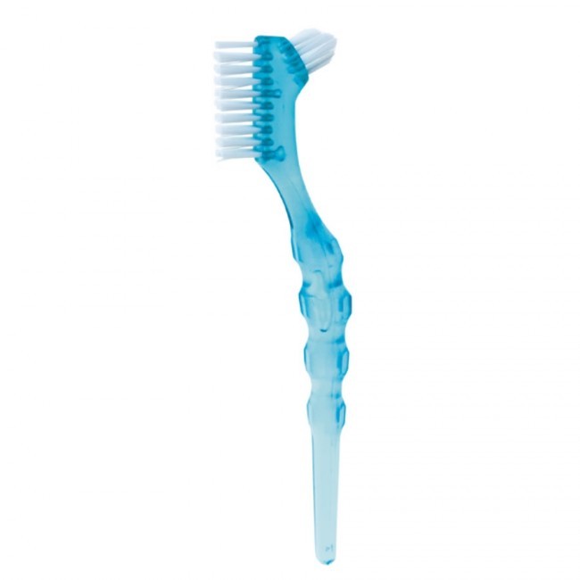 Cepillo limpiaprótesis Protho Brush De Luxe azul transparente